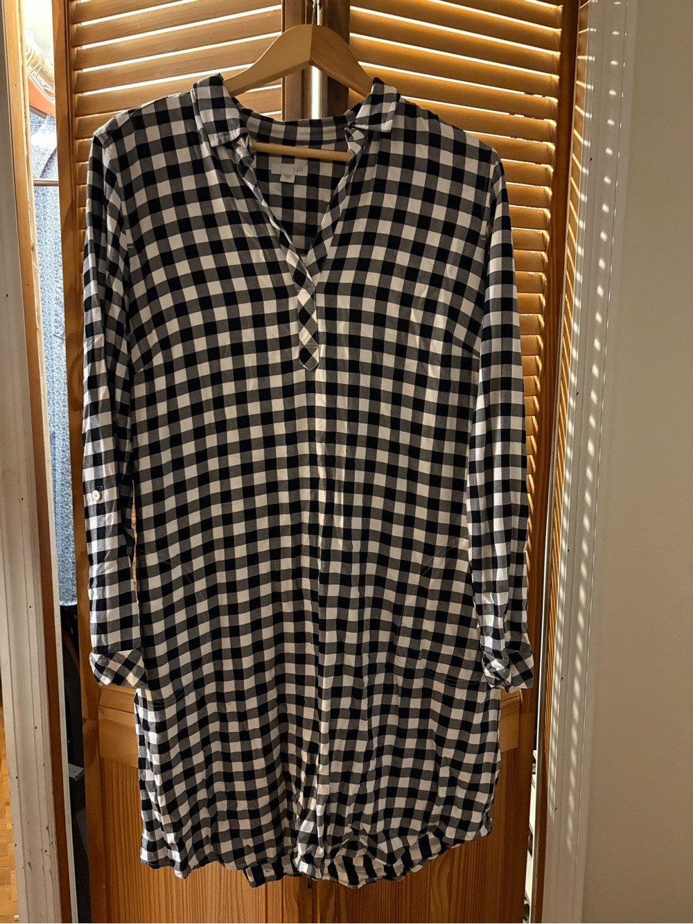 J. Jill Black and White Gingham Tunic Dress